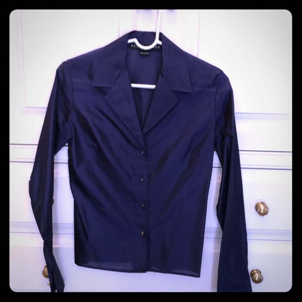 Ralph Lauren Black Label silk blouse jewel buttons